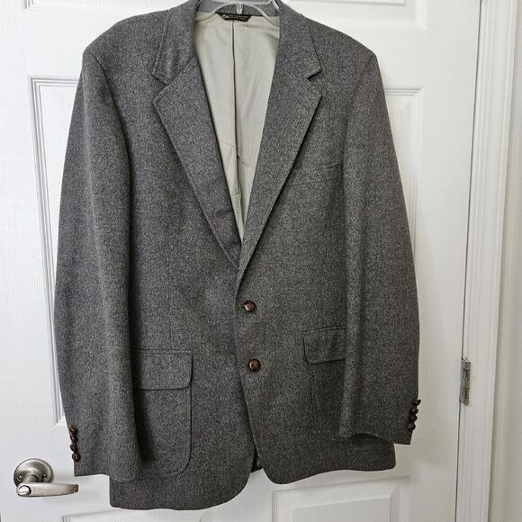 Higgins VTG Wool Notch Lapel Two-Button Sport Coat Suit Jacket Gray 42L Wool - Picture 1 of 14
